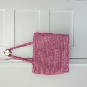 Madewell The Transport Tote: Straw Edition in Retro Pink